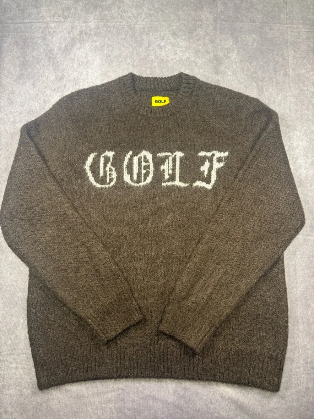 EUC Golf Wang Stab Mohair Brown Crewneck Sweater with White GOLF Logo - M